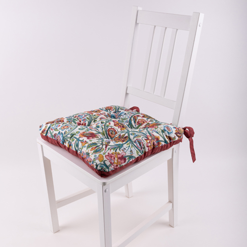 Сидушка на стул с завязками "Радушная хозяйка (Традиция)" 40х40, рогожка, "Дивный сад"