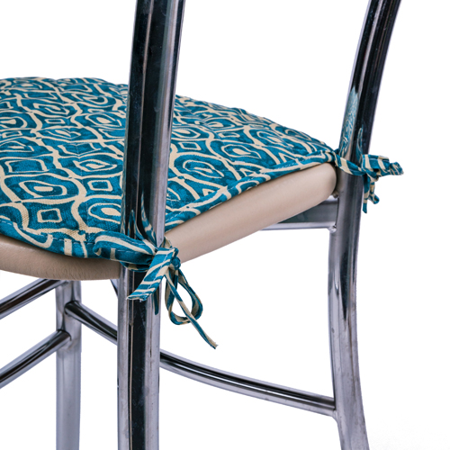 Чехол на стул с завязками 35х38 "Радушная хозяйка (Традиция)", рогожка, 100 % хлопок, "Орнамент синий"
