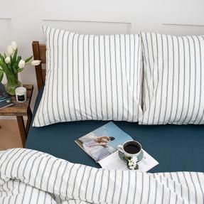 КПБ Simple life, поплин, 100% хлопок, пл. 115 гр./кв.м., "Лайн (синий)"