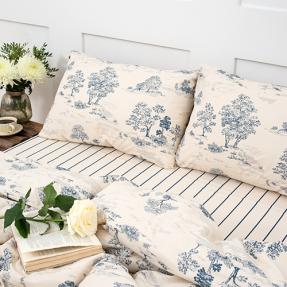 КПБ "Чистый хлопок", наволочки 50х70, поплин, 100% хлопок, "Туаль де Жуи (синий)"