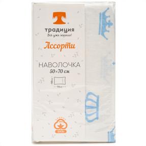 Наволочка "Ассорти", бязь, 100 % хлопок, пл. 125 гр./кв. м, "Короны голубые"