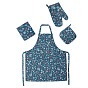 Набор для кухни 4 предмета "NewYear" (фартук, рукавичка-прихватка, прихватка, декоративное полотенце), рогожка, 100% хлопок, "Шишки синий"