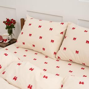 КПБ Simple life "Чистый хлопок",  поплин, 100% хлопок, "Бантики красные"